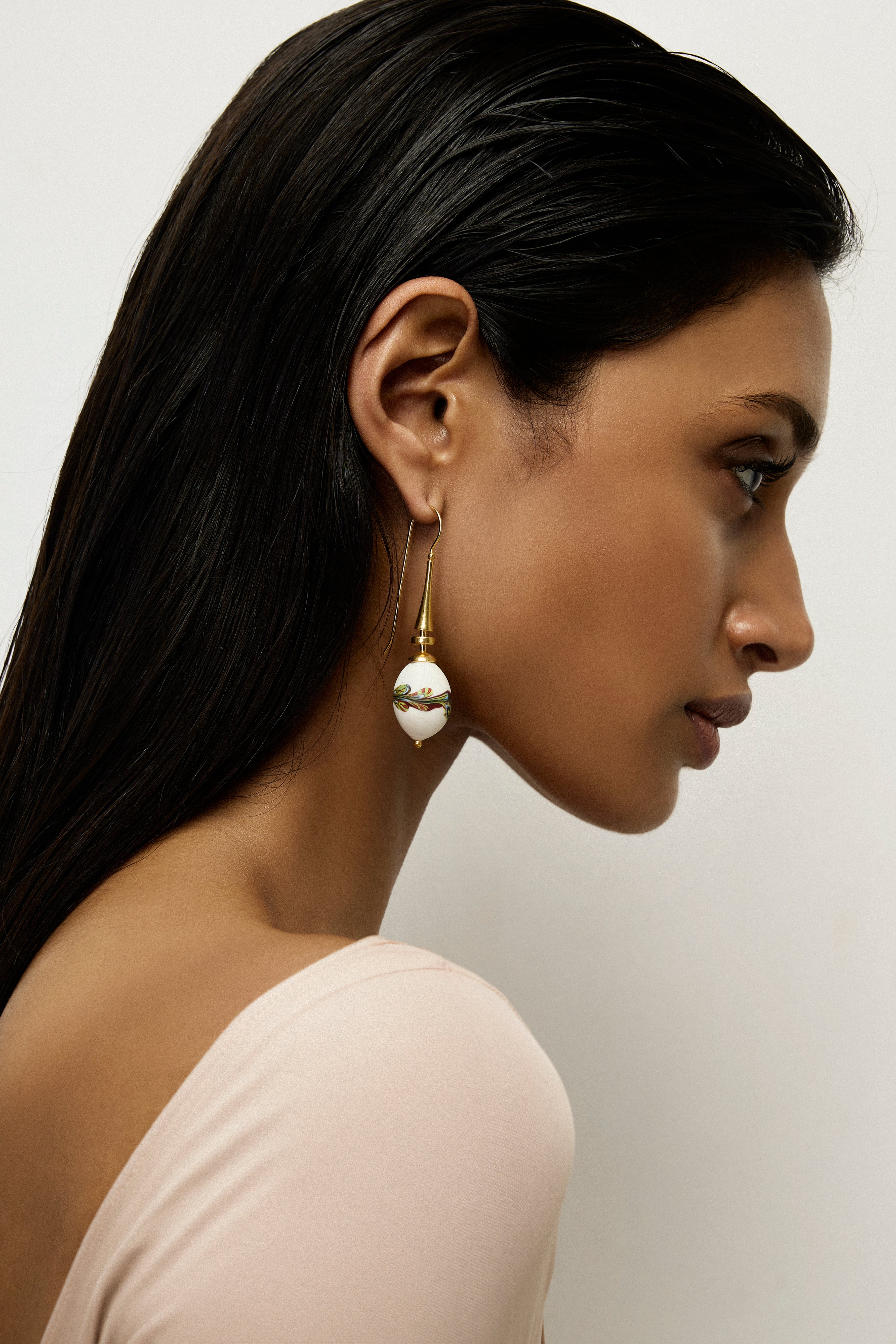 White Mourano Drop Earrings