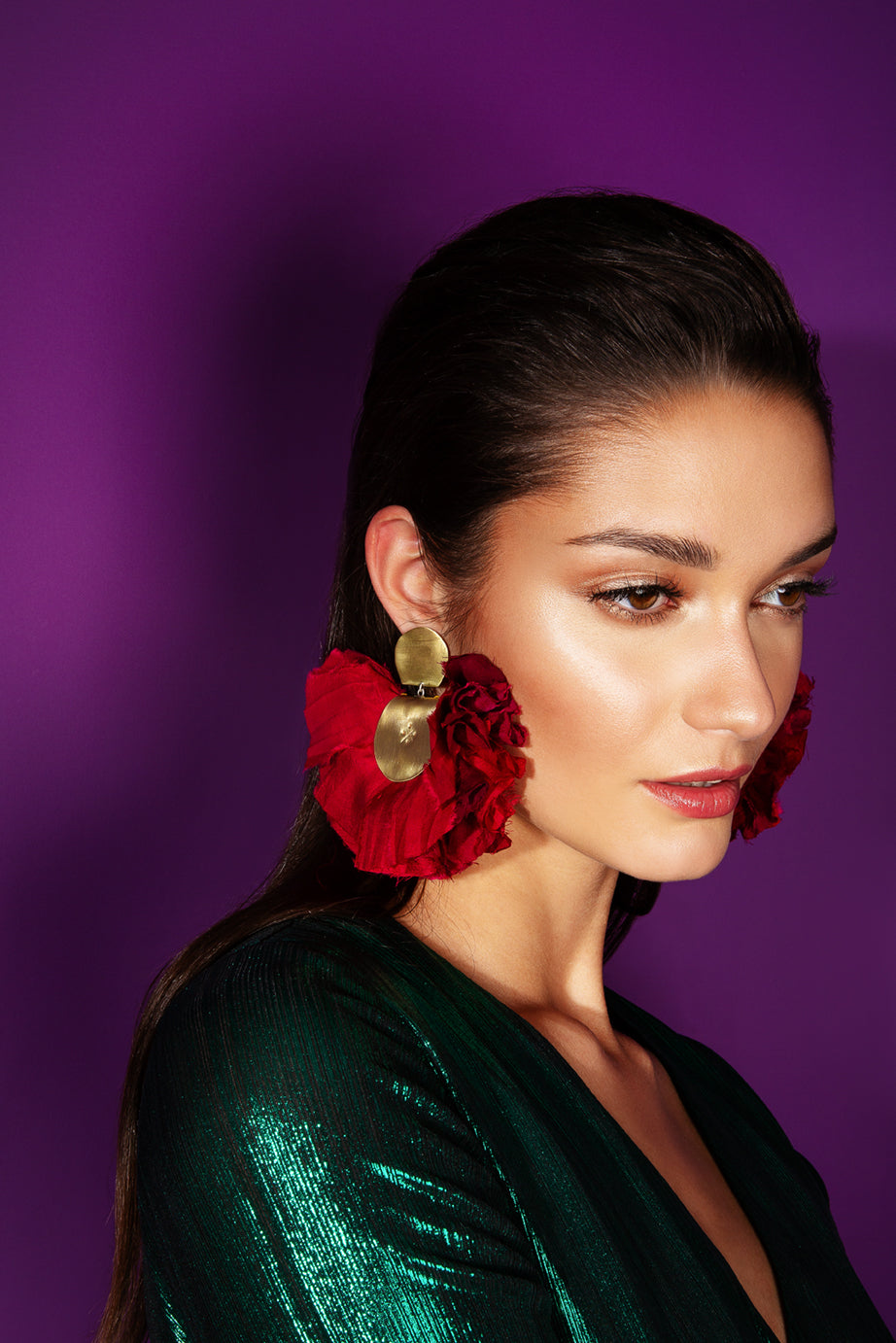 Grande Silk Fan Earrings | Red