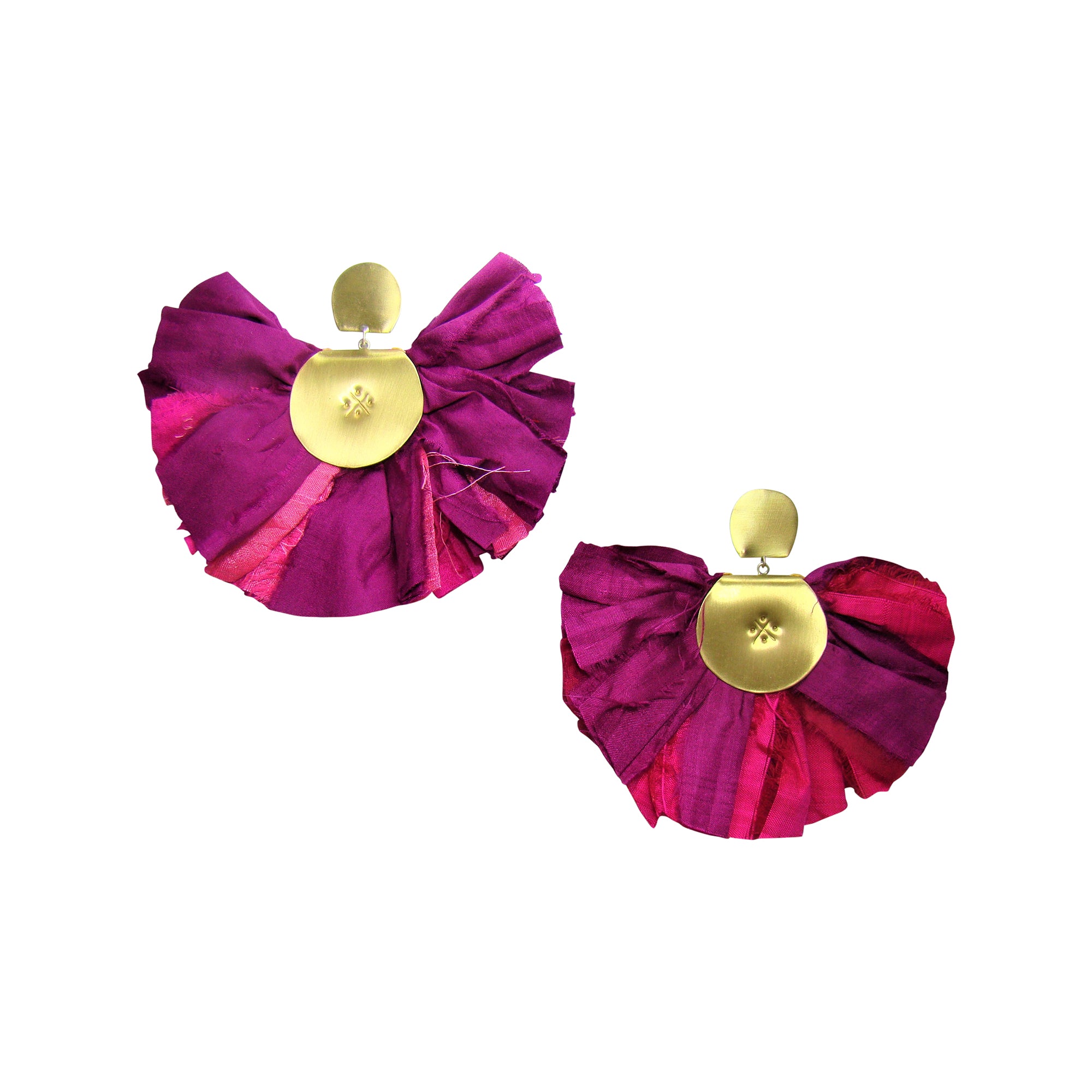 Grande Silk Fan Earrings | Fuchsia