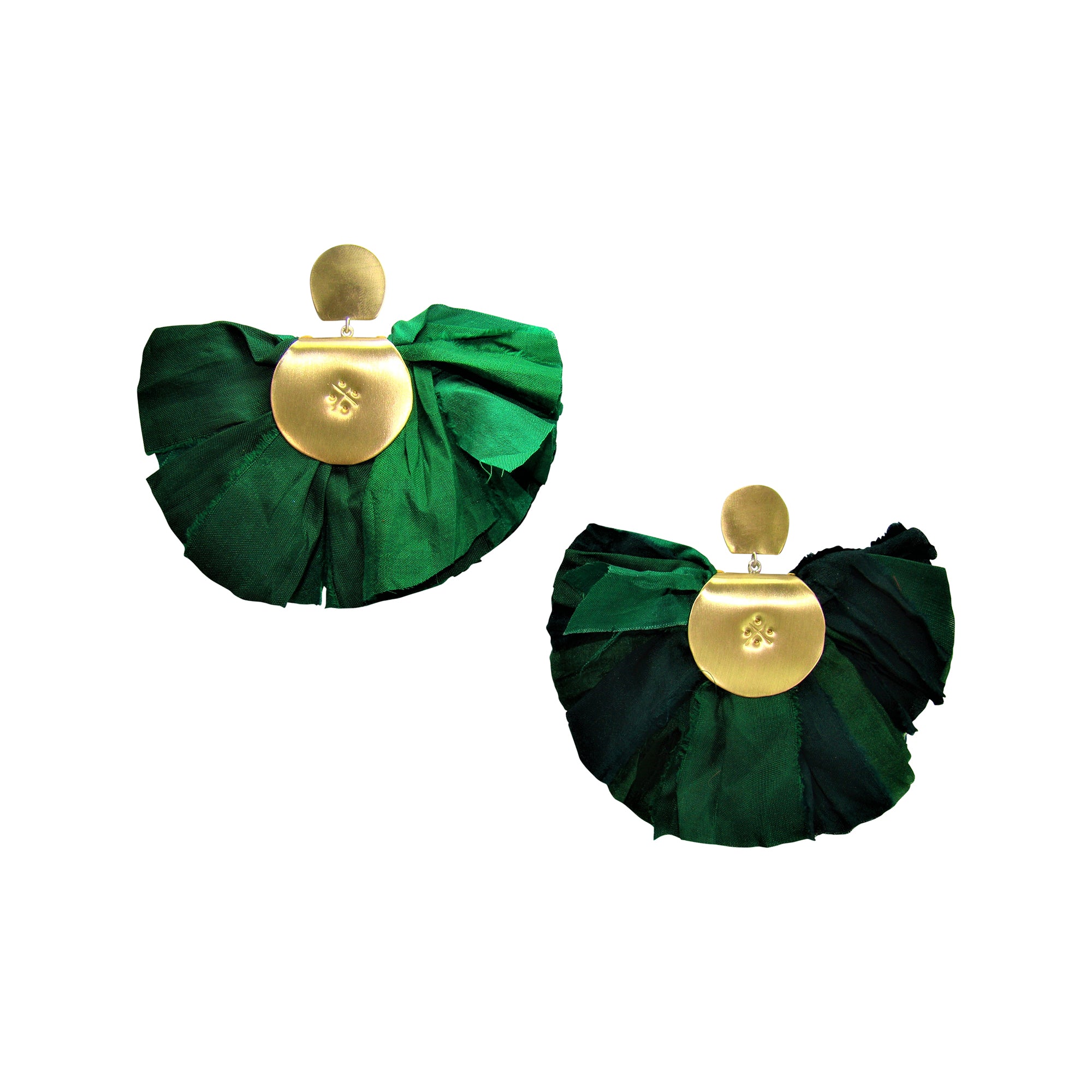 Grande Silk Fan Earrings | Green