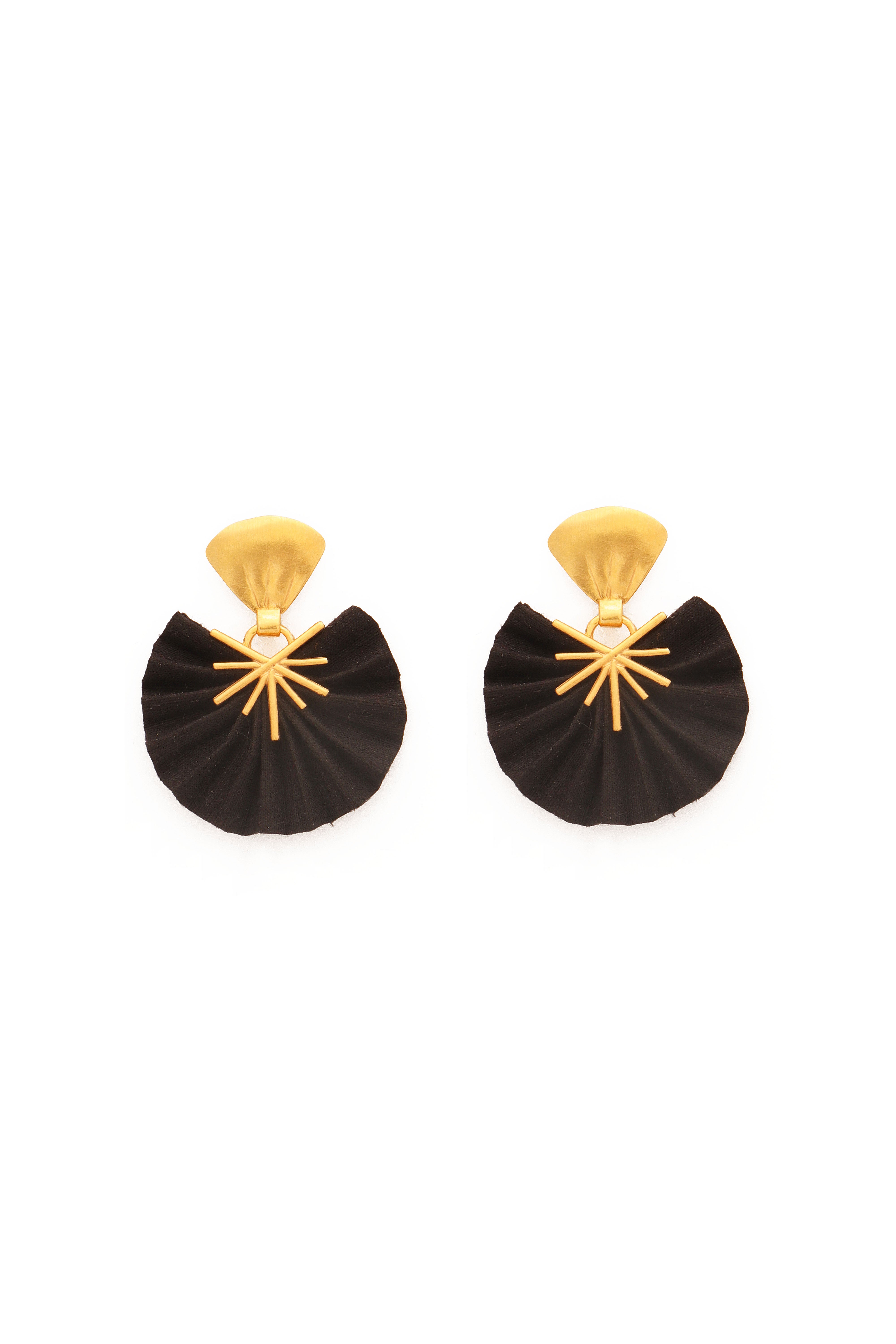 Mini Sparkle Fan Earrings | Black