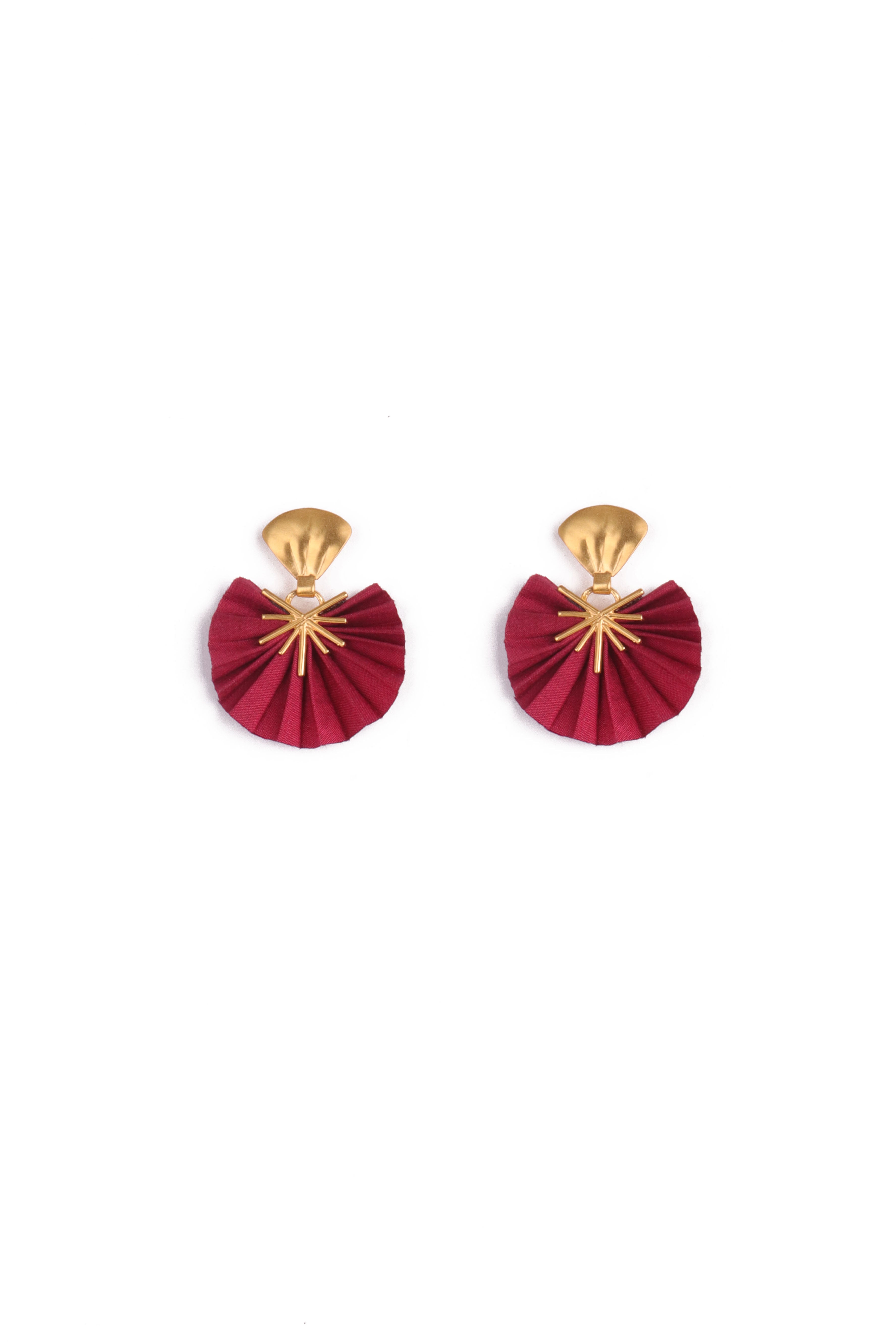 Mini Sparkle Fan Earrings | Burgundy