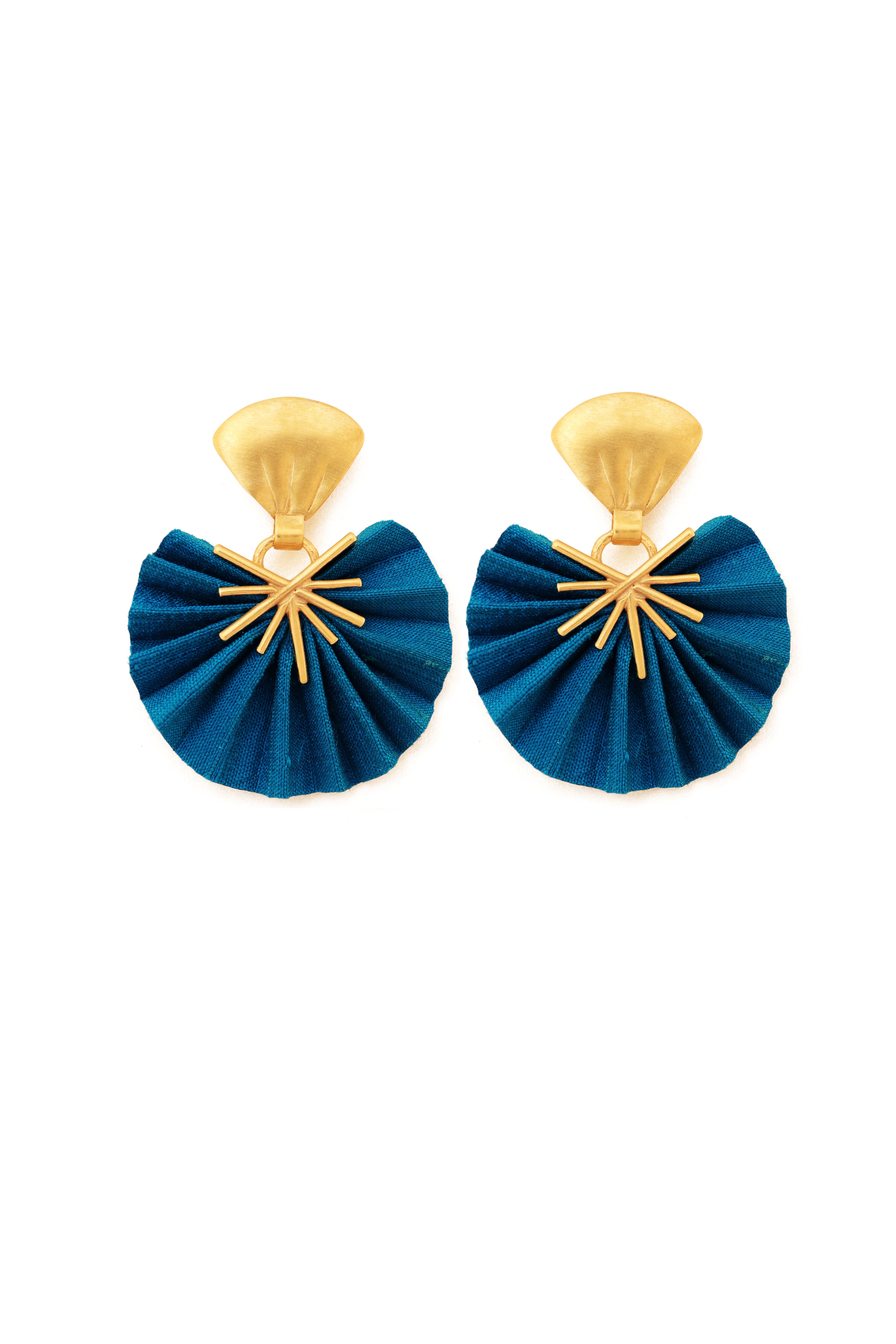 Mini Sparkle Fan Earrings | Cobalt Blue
