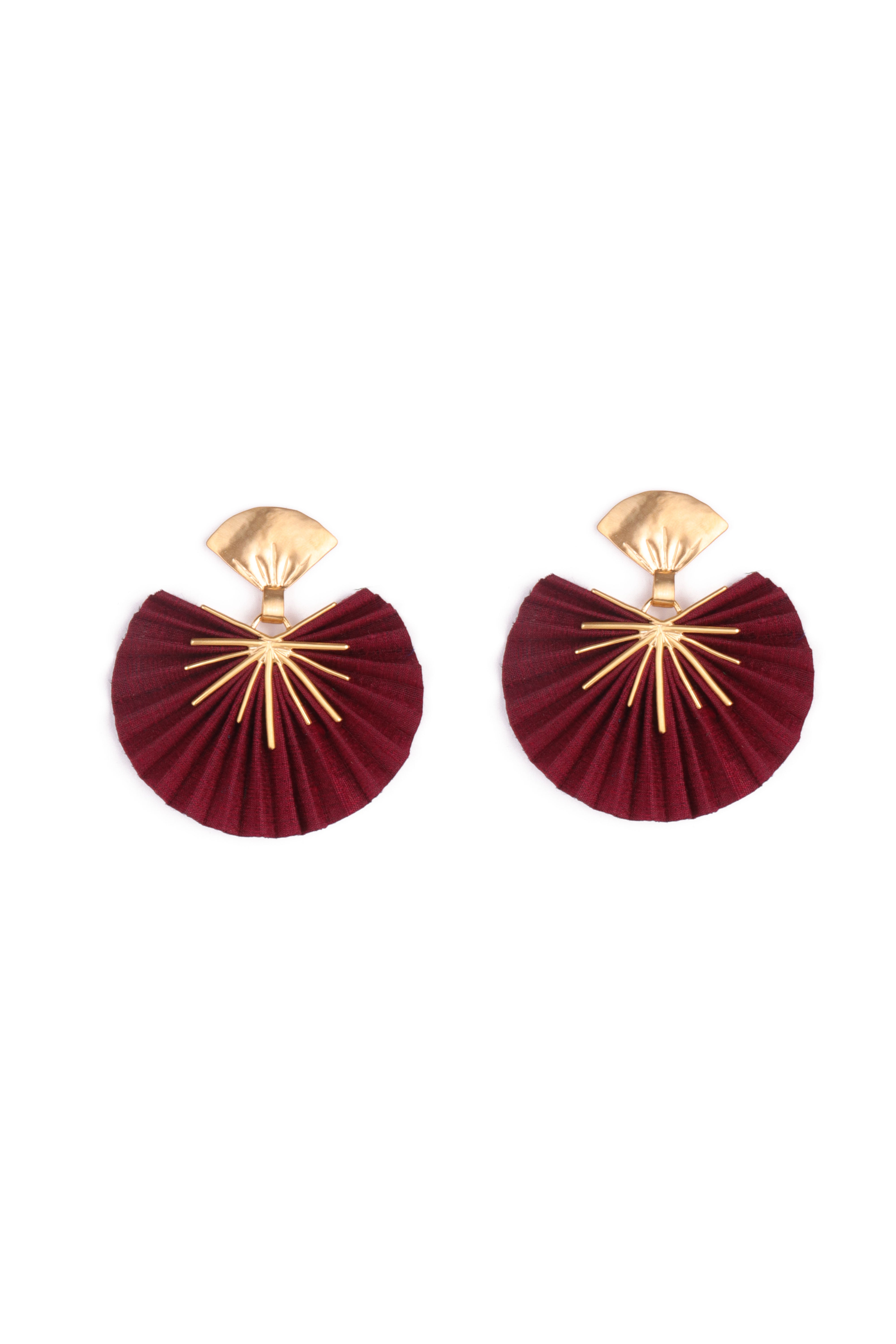 Sparkle Fan Earrings | Red Wine