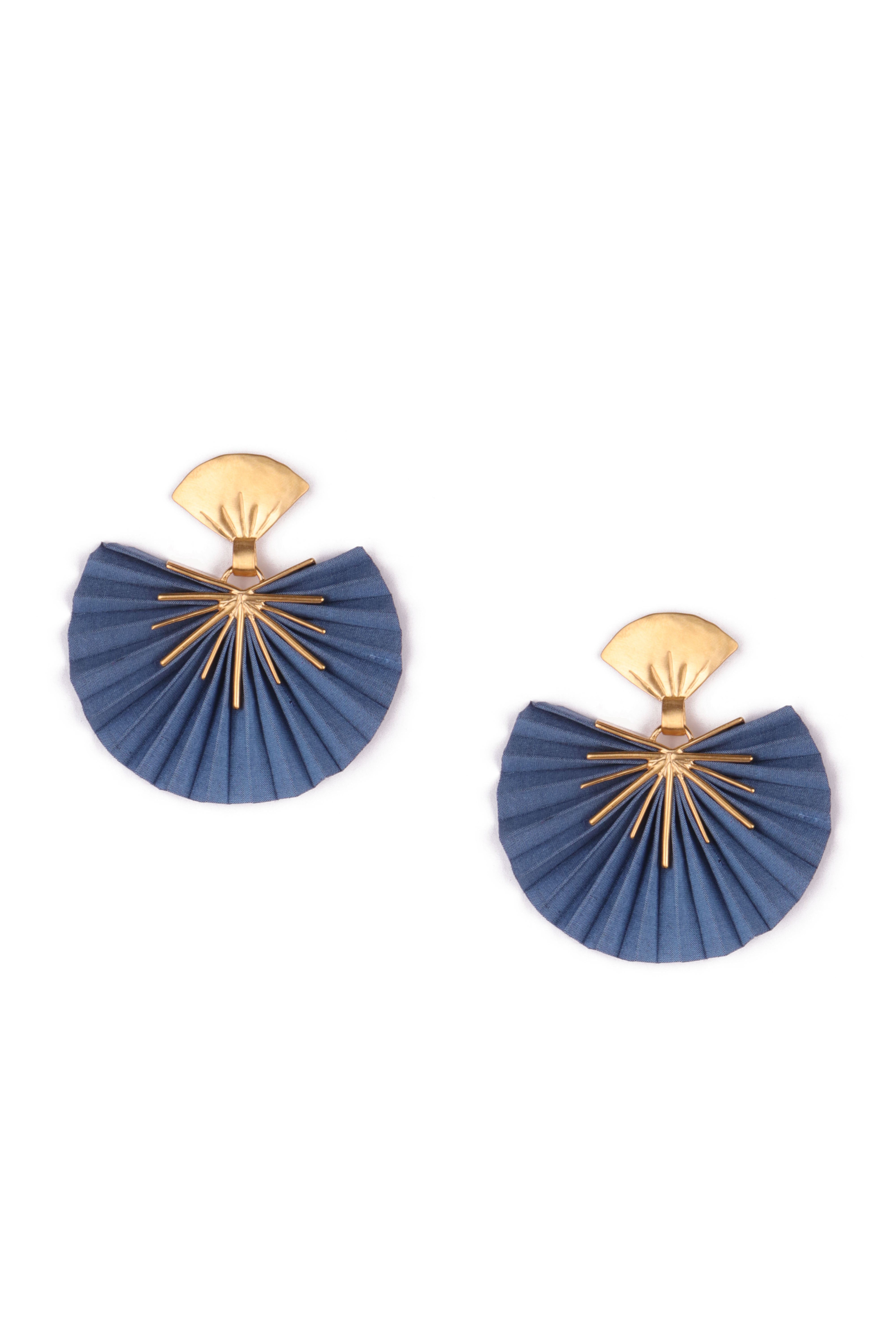 Sparkle Fan Earrings | Steel Blue