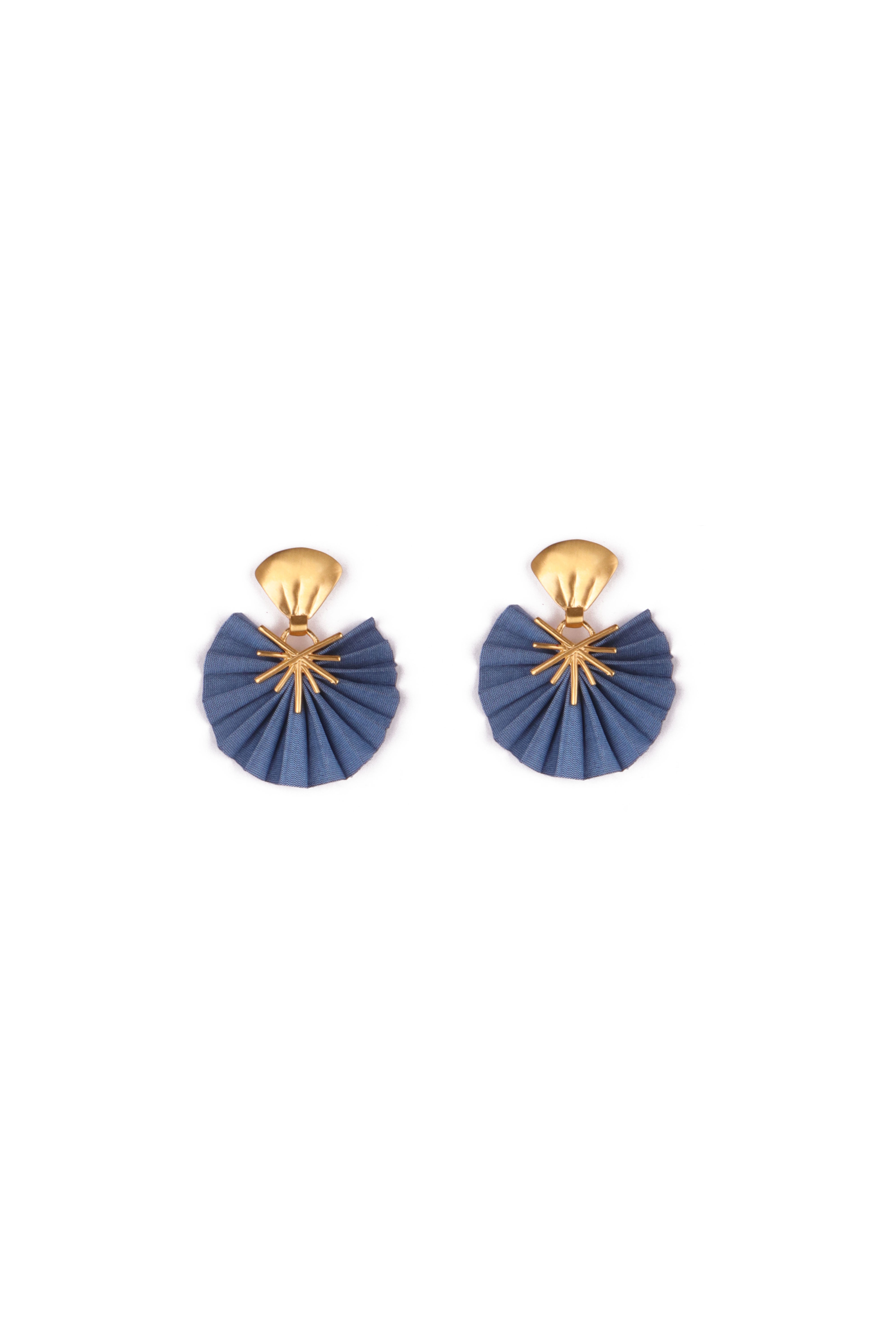 Mini Sparkle Fan Earrings | Steel Blue