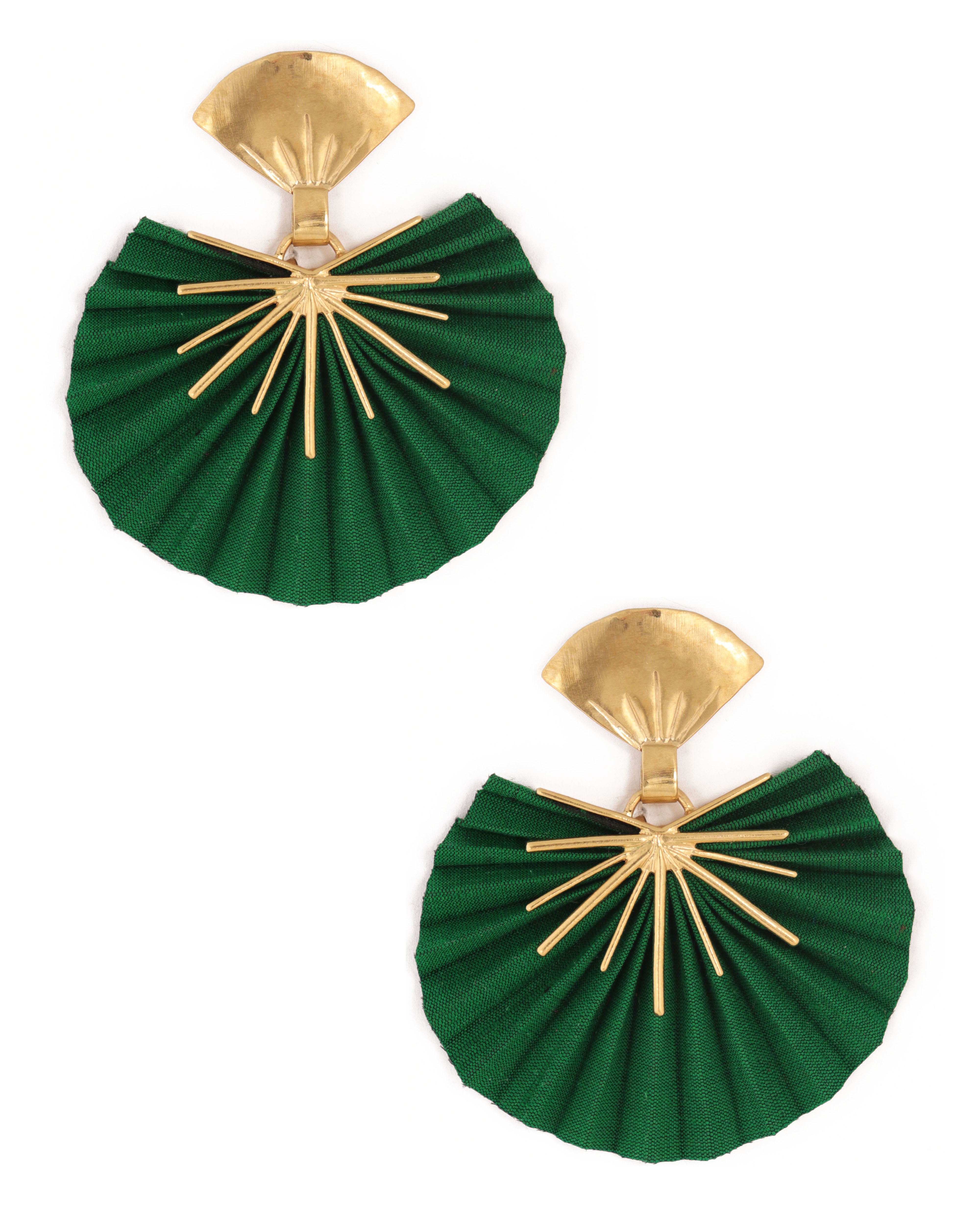 Sparkle Fan Earrings | Emerald Green