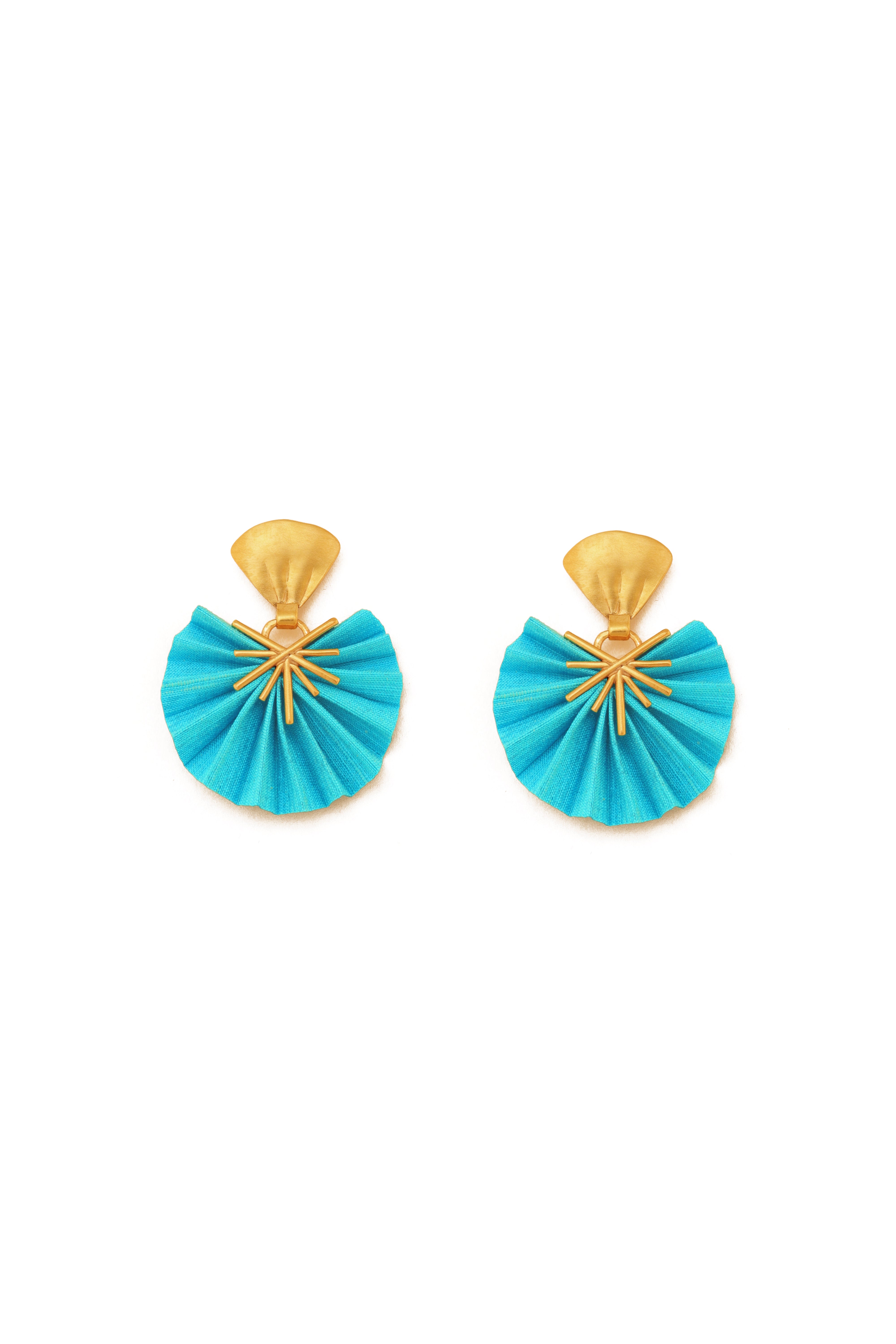 Mini Sparkle Fan Earrings | Turquoise