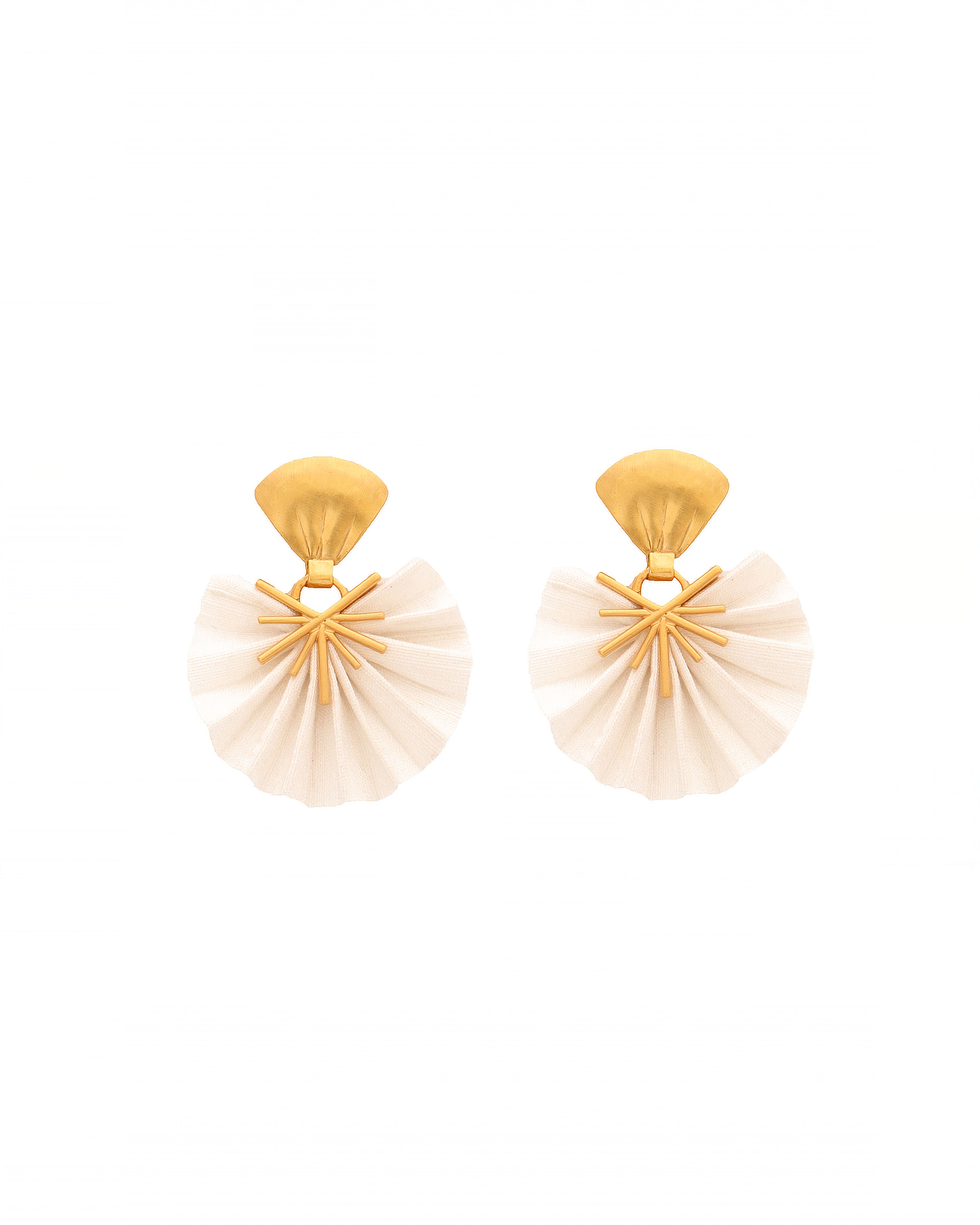 Mini Sparkle Fan Earrings | White