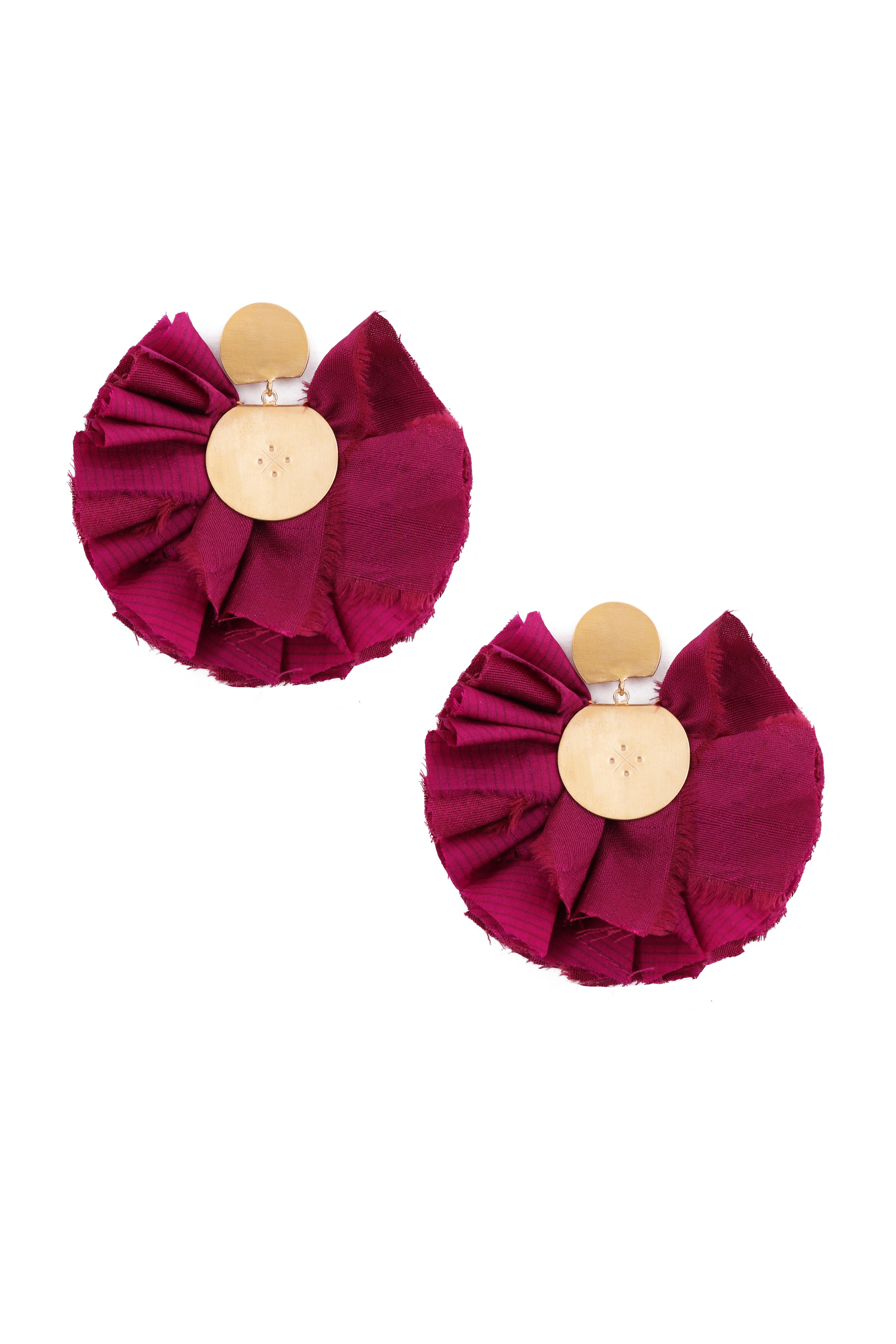 Silk Fan Earrings | Raspberry