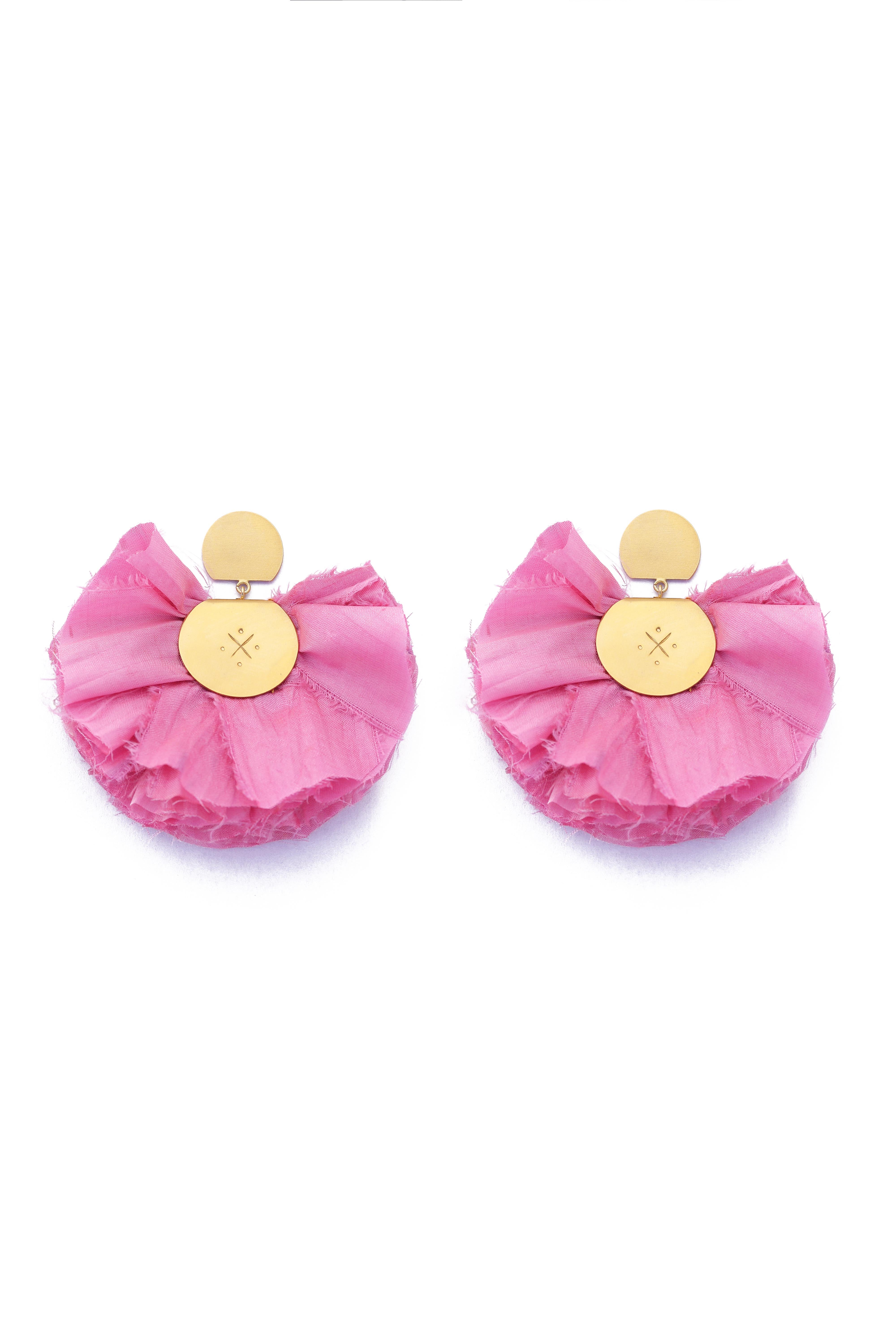 Silk Fan Earrings | Pink