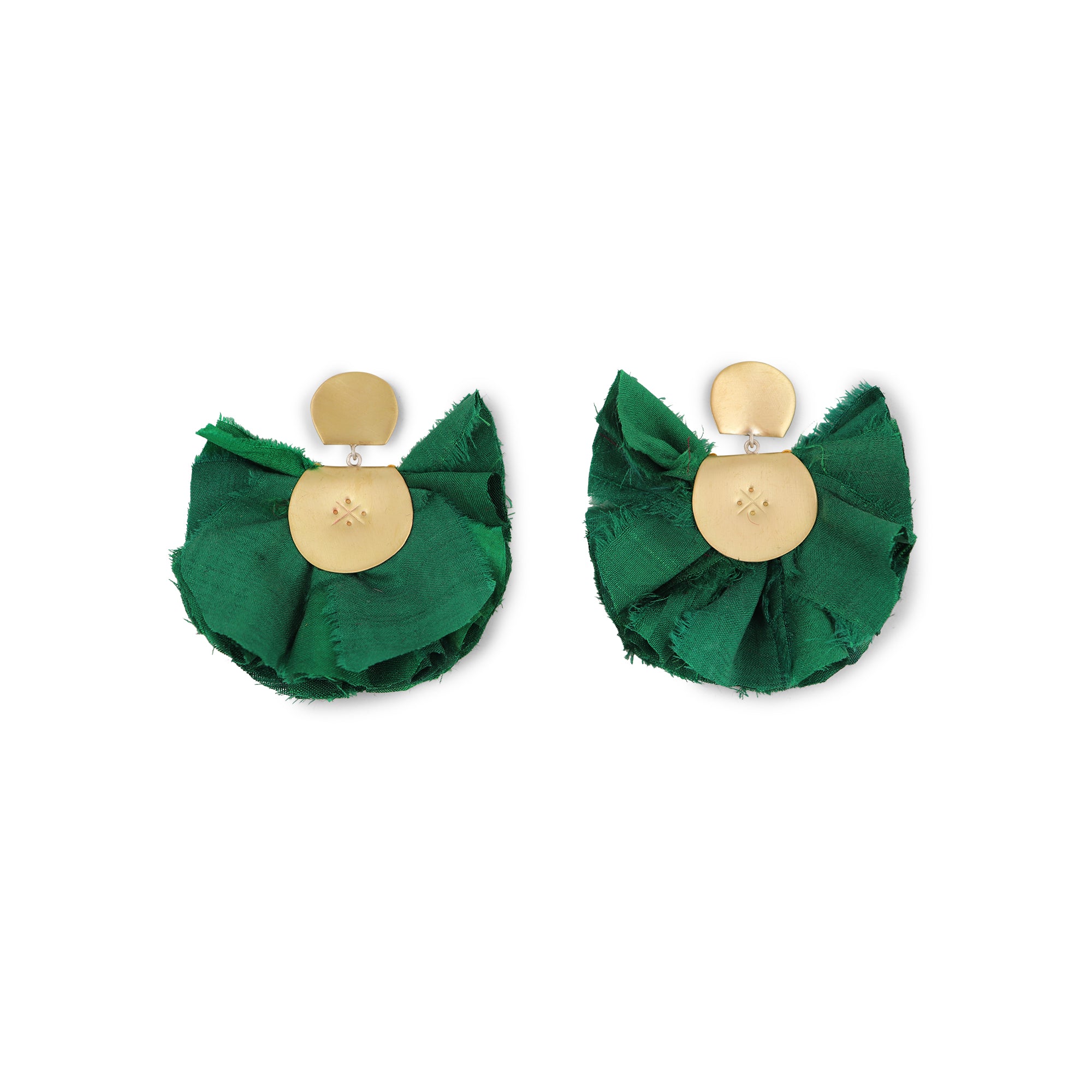 Silk Fan Earrings | Green