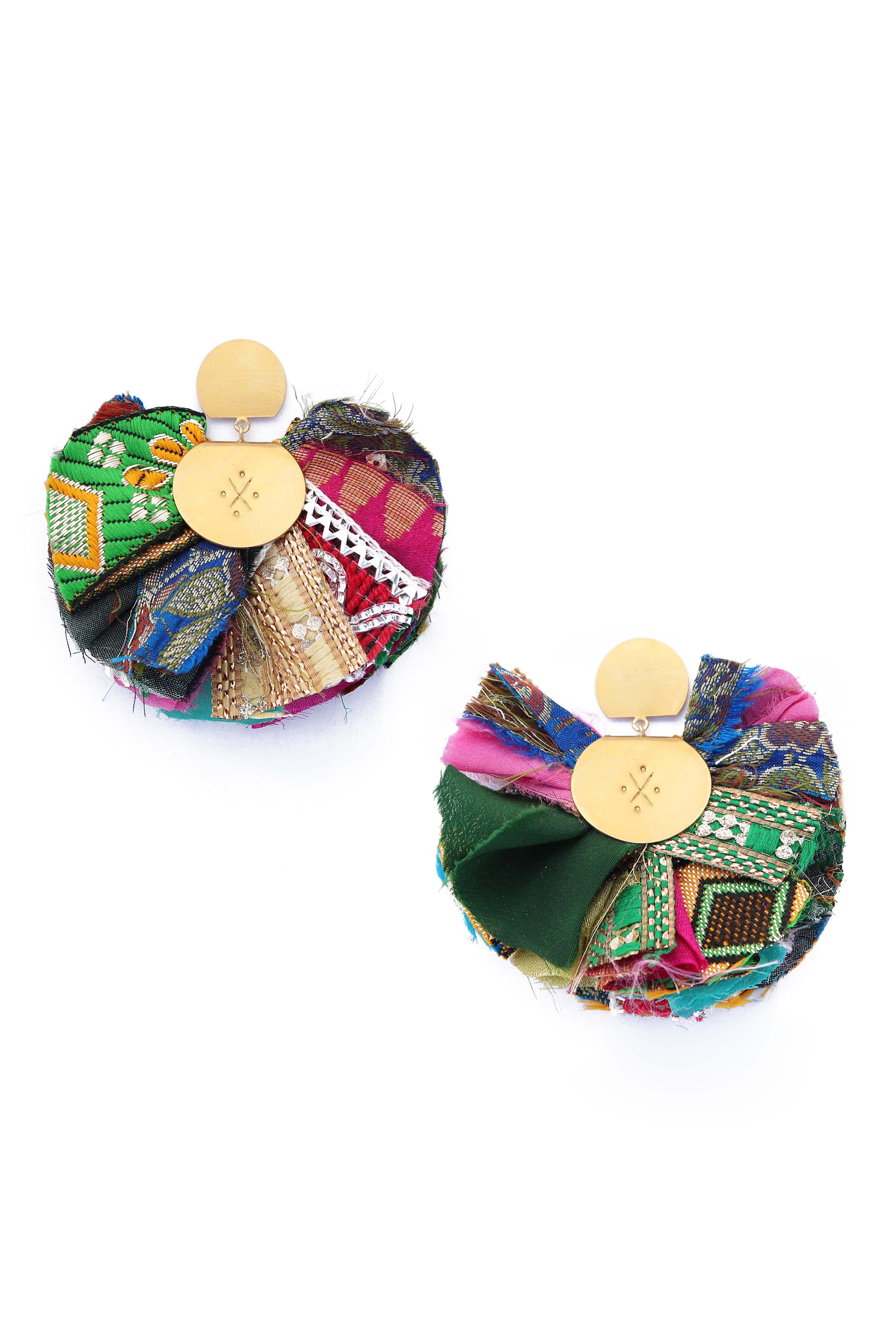 Silk Fan Earrings | Multi-colour