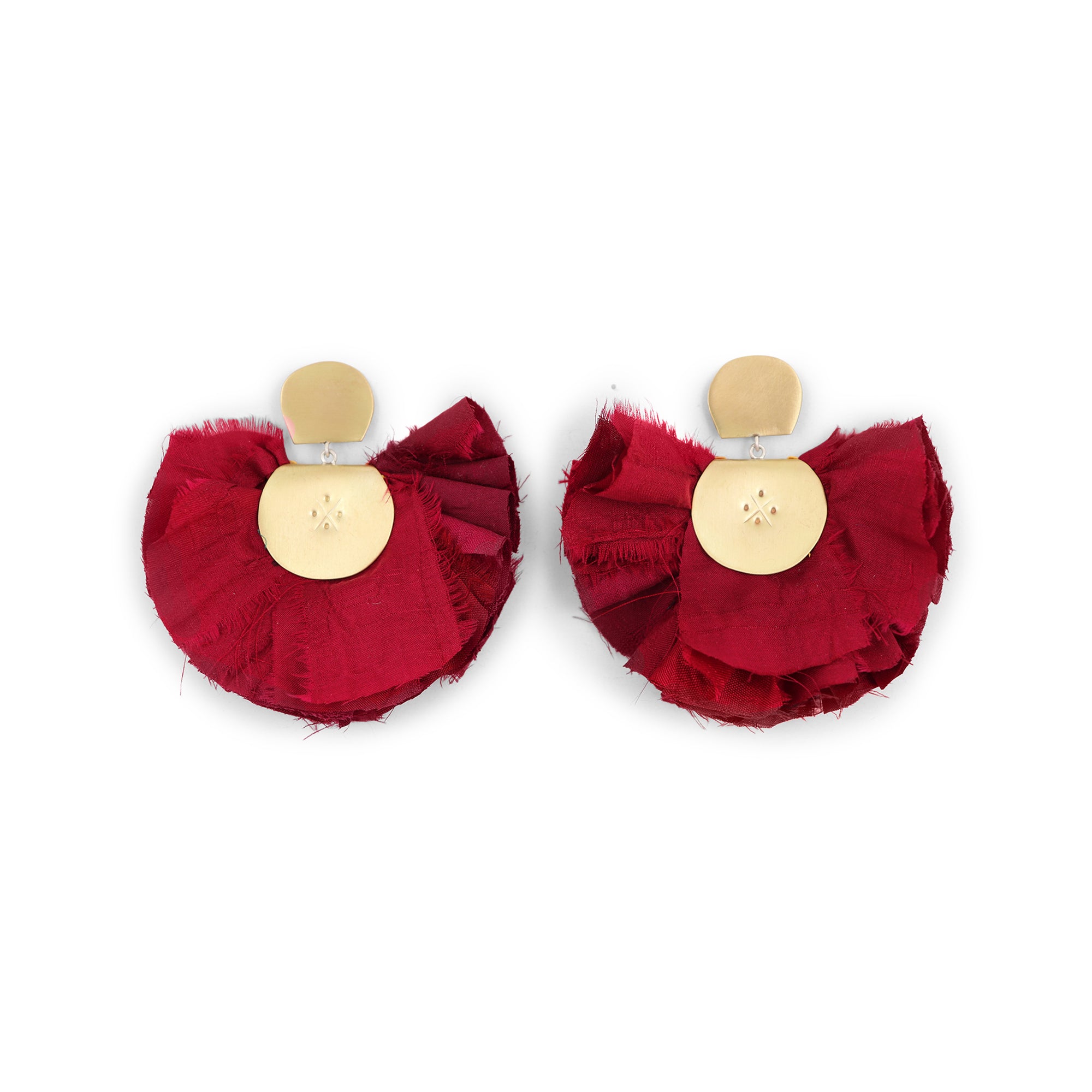 Silk Fan Earrings | Red