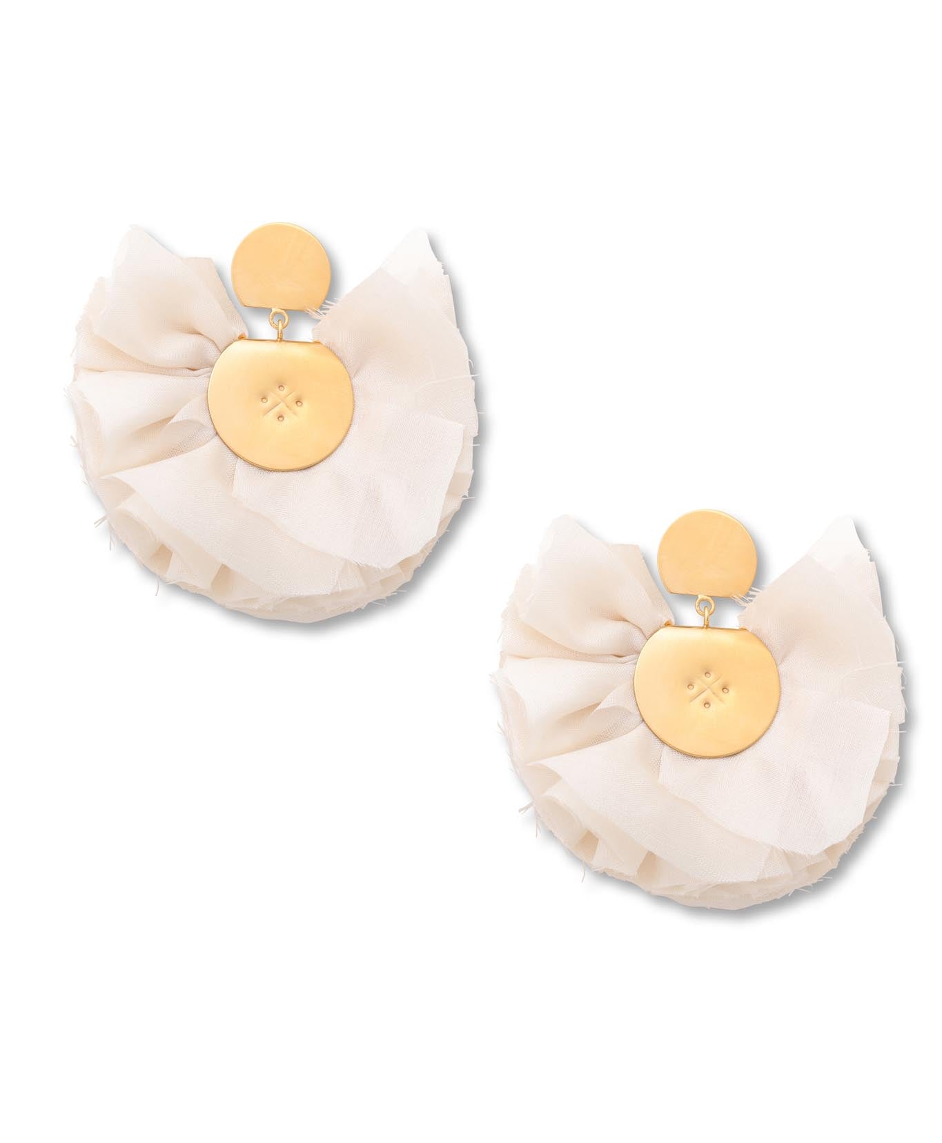 Silk Fan Earrings | White