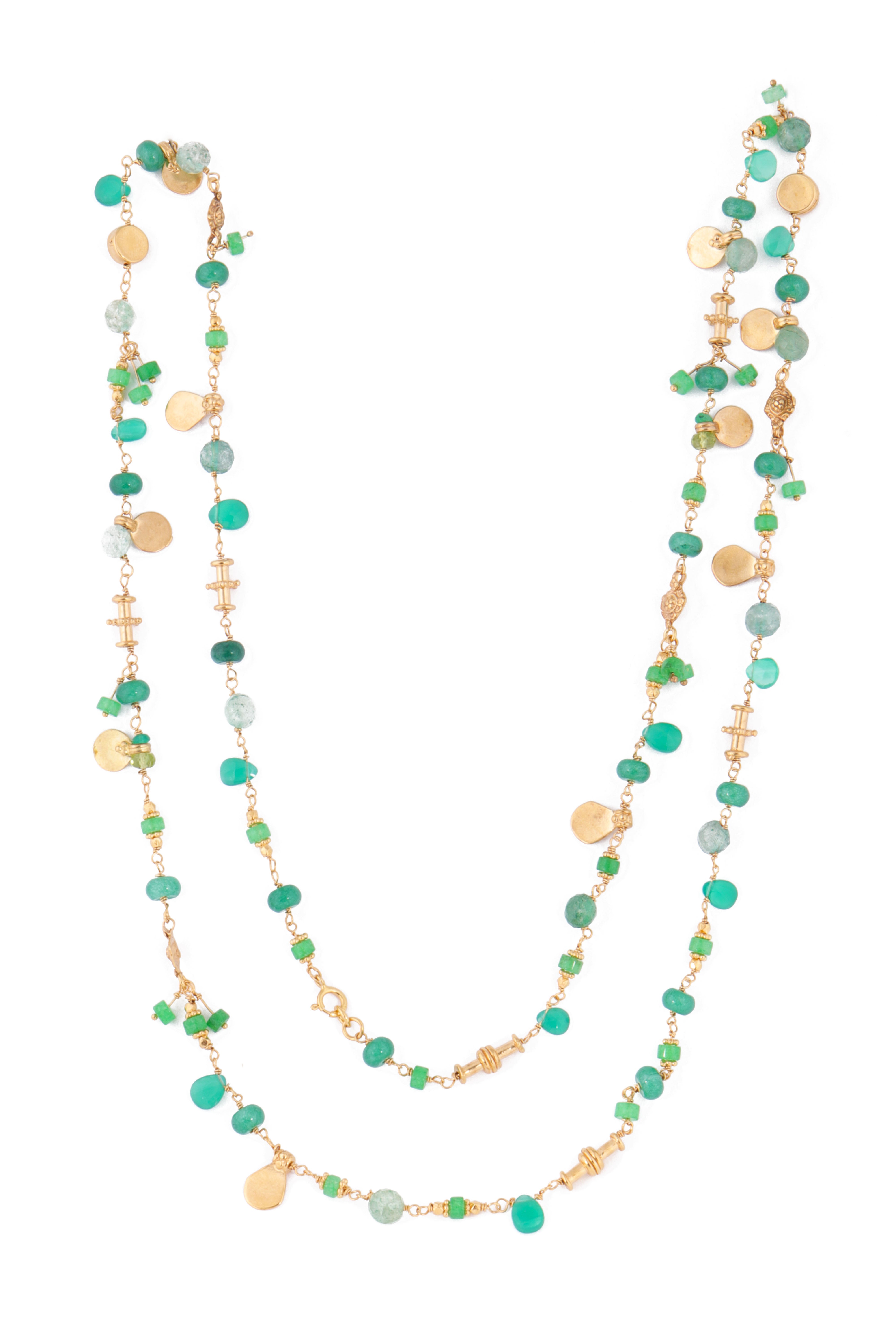 Green Twisted Long Necklace