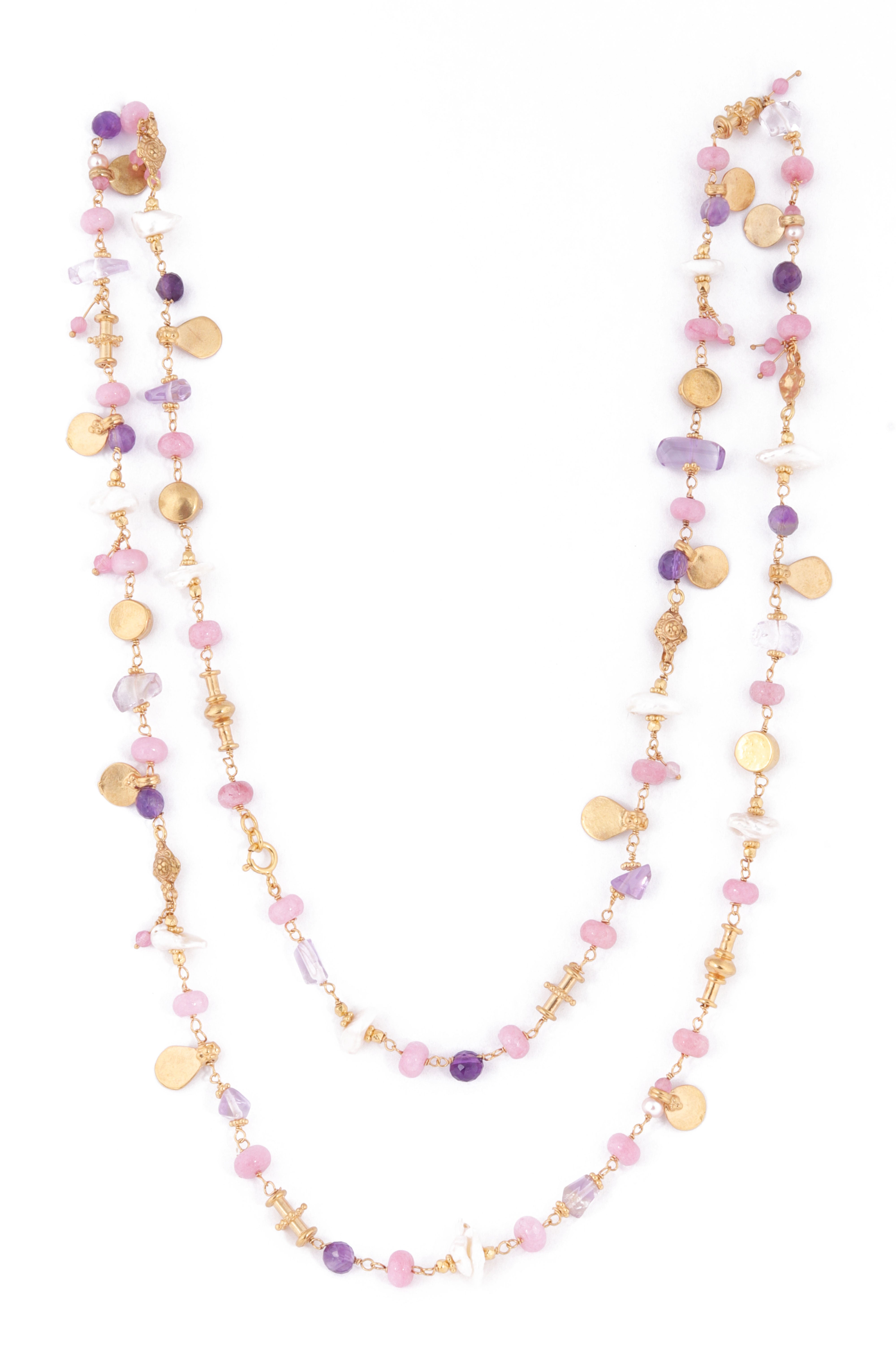 Pink Twisted Long Necklace