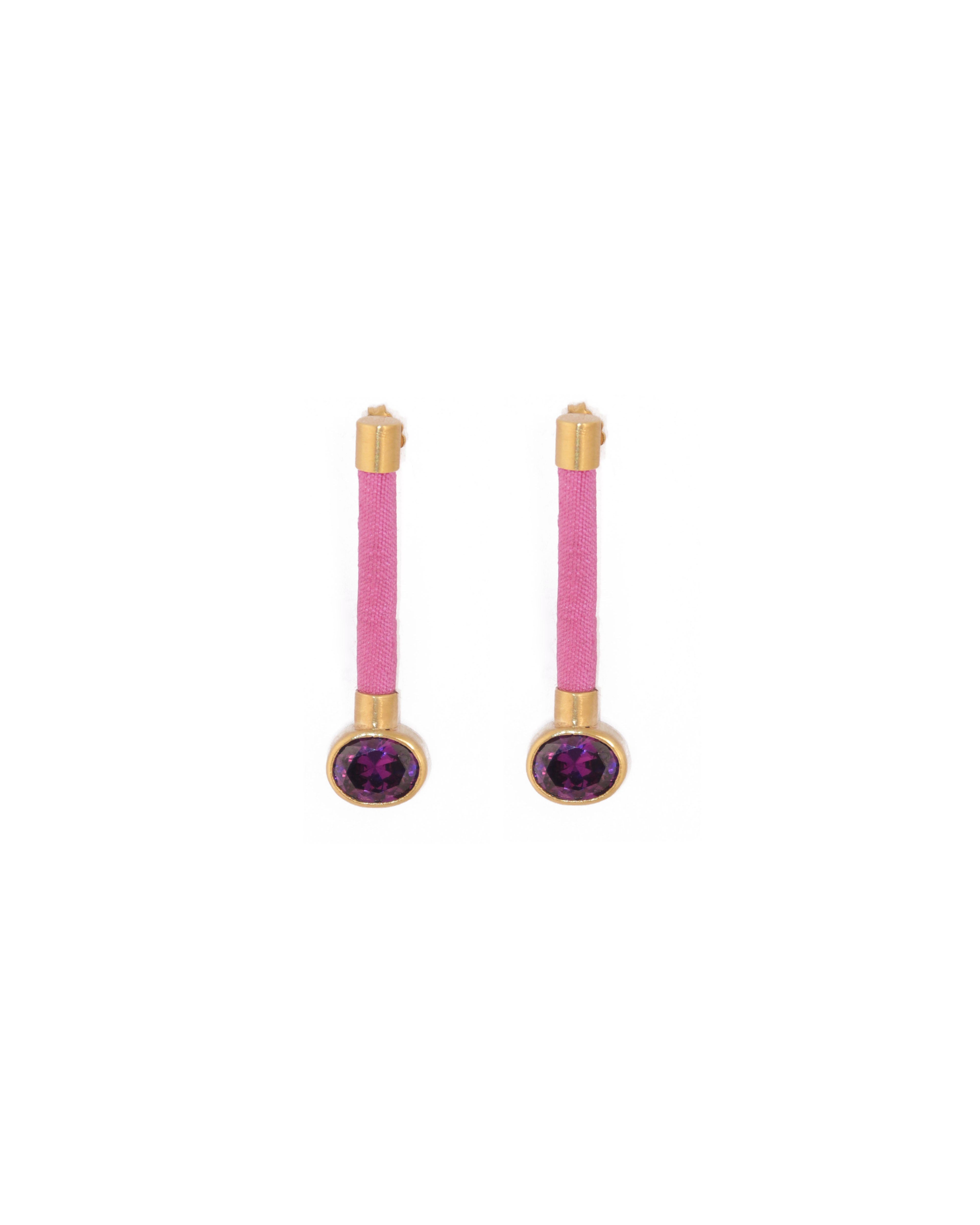 Silky Baguette Earrings | Pink & Purple