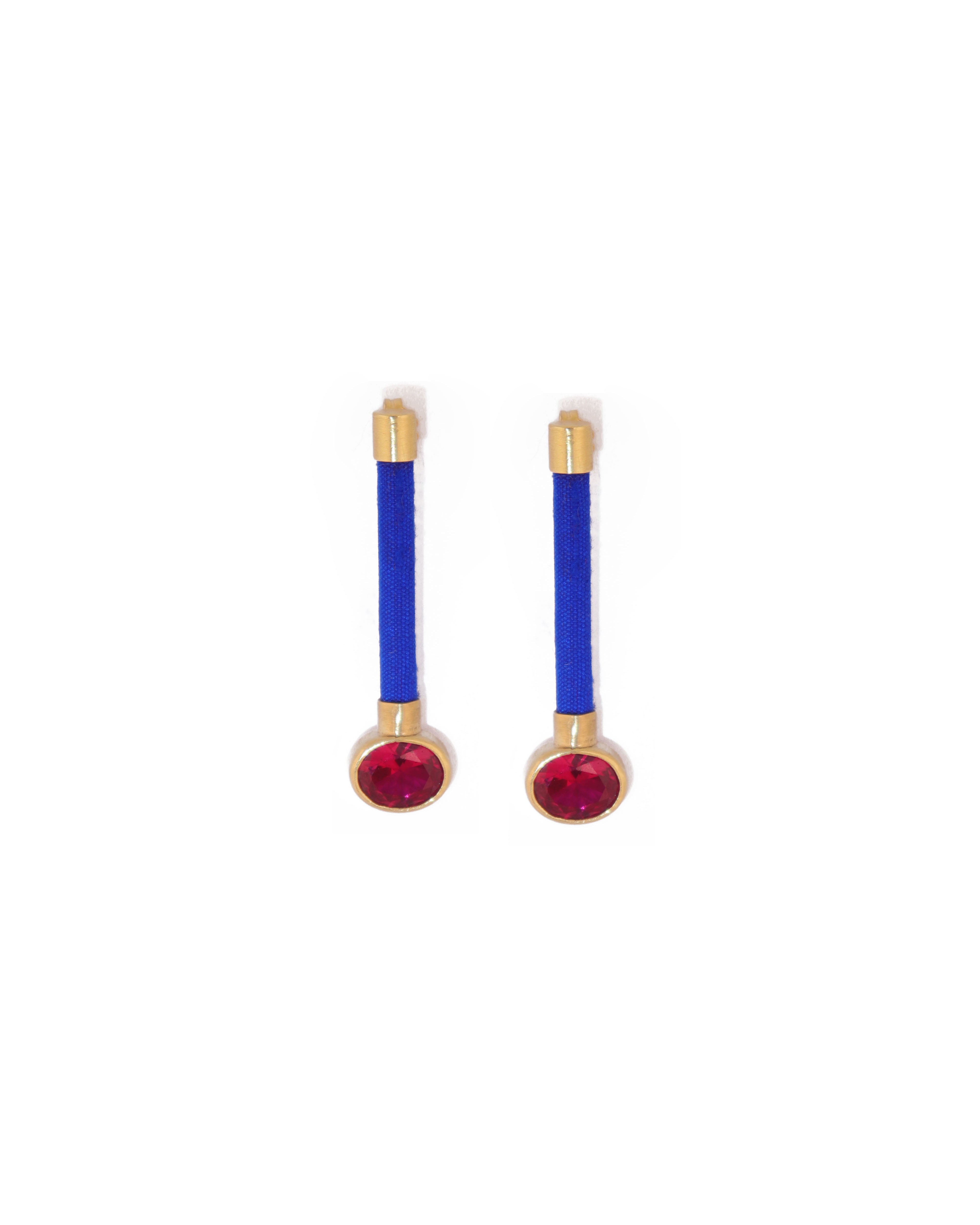 Silky Baguette Earrings | Blue & Red