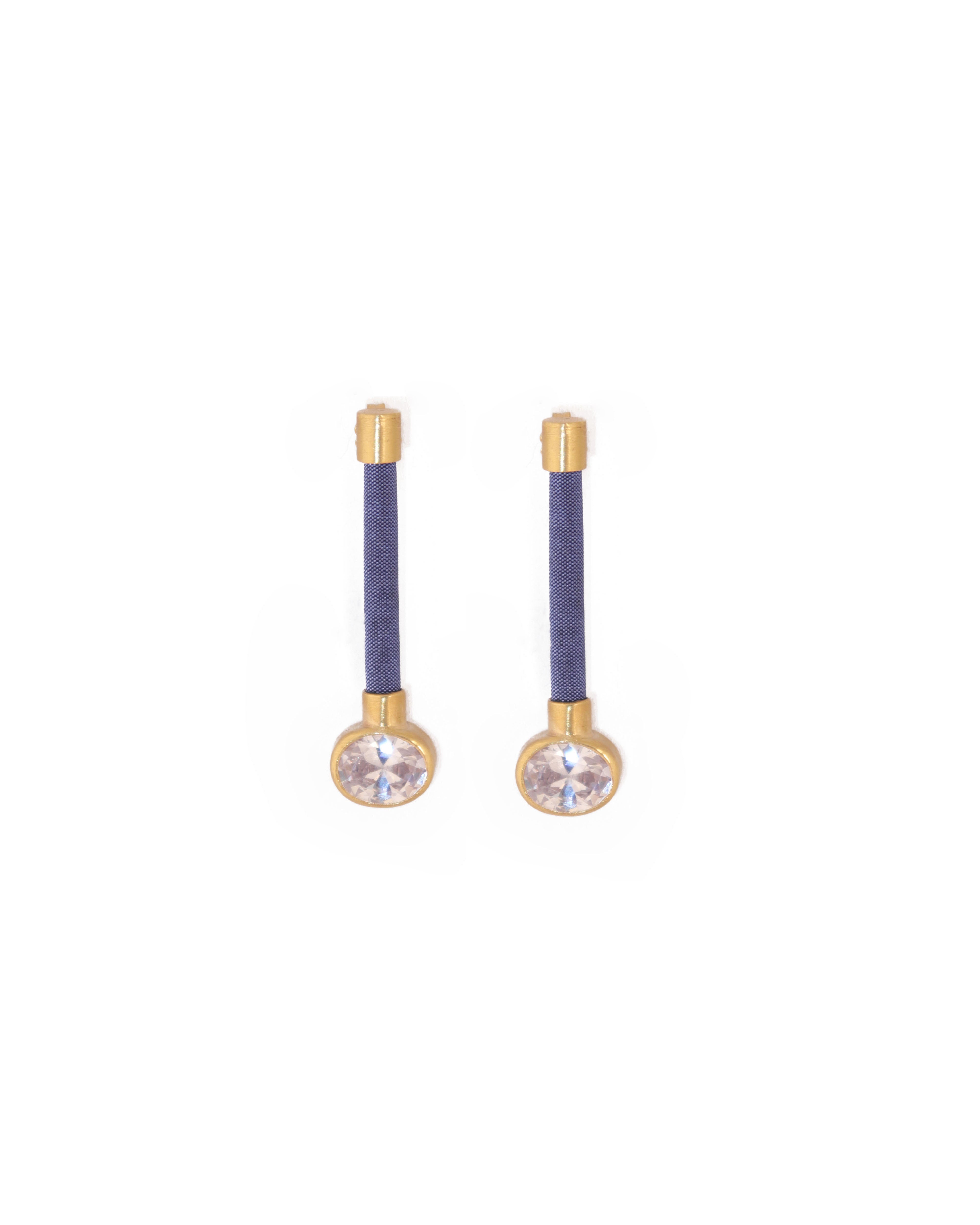 Silky Baguette Earrings | Grey & White