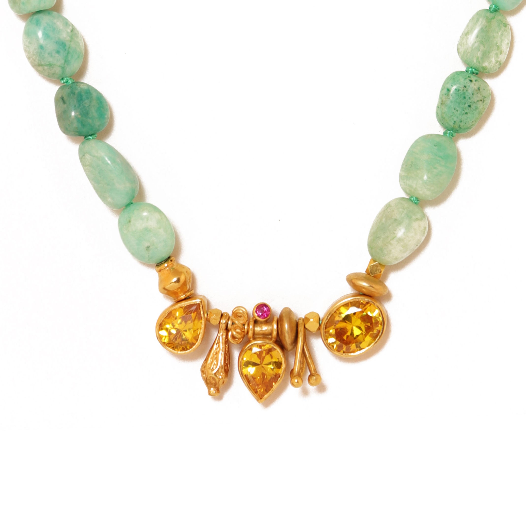 Knotty Necklace | Green & Yellow