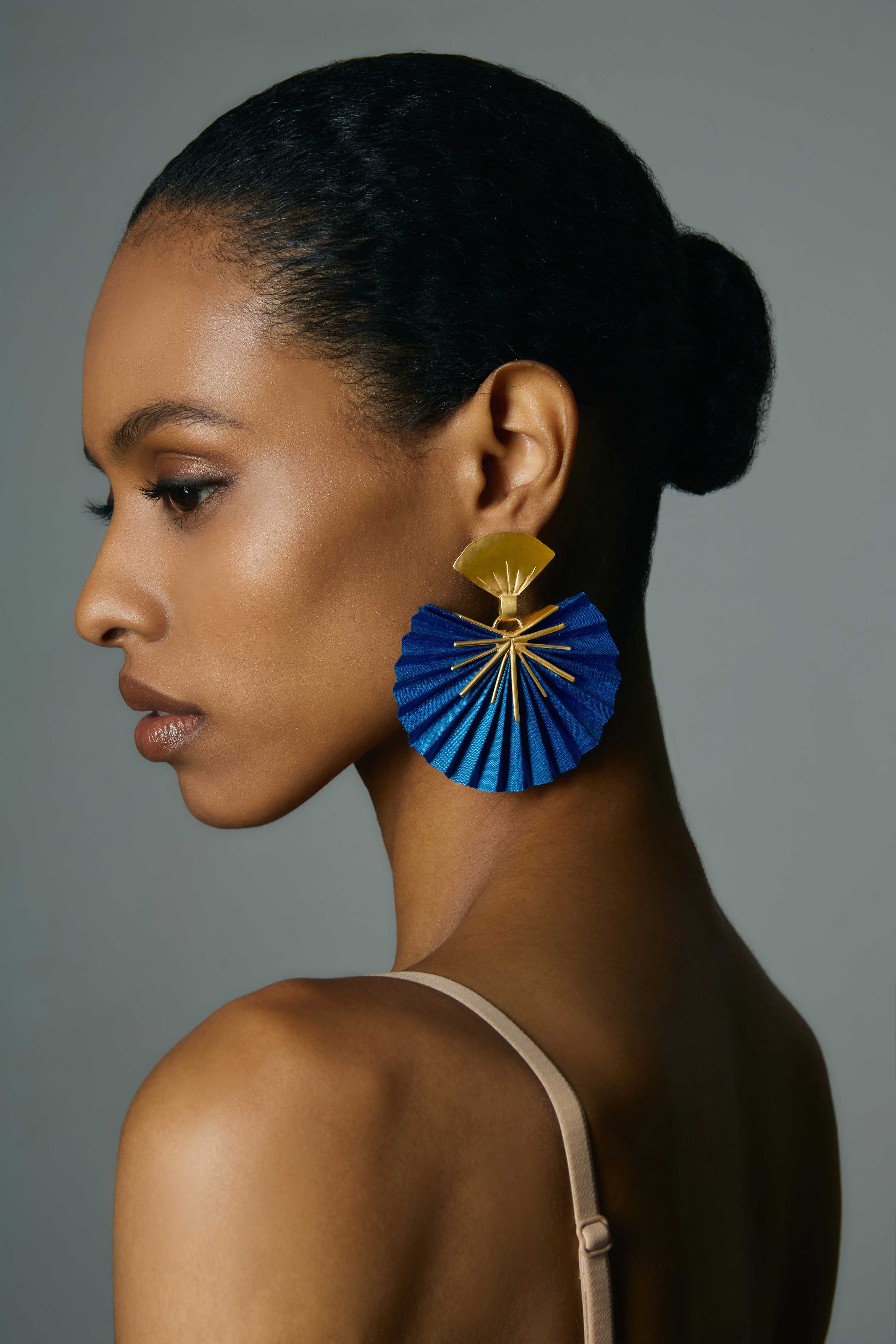 Sparkle Fan Earrings | Sky Blue