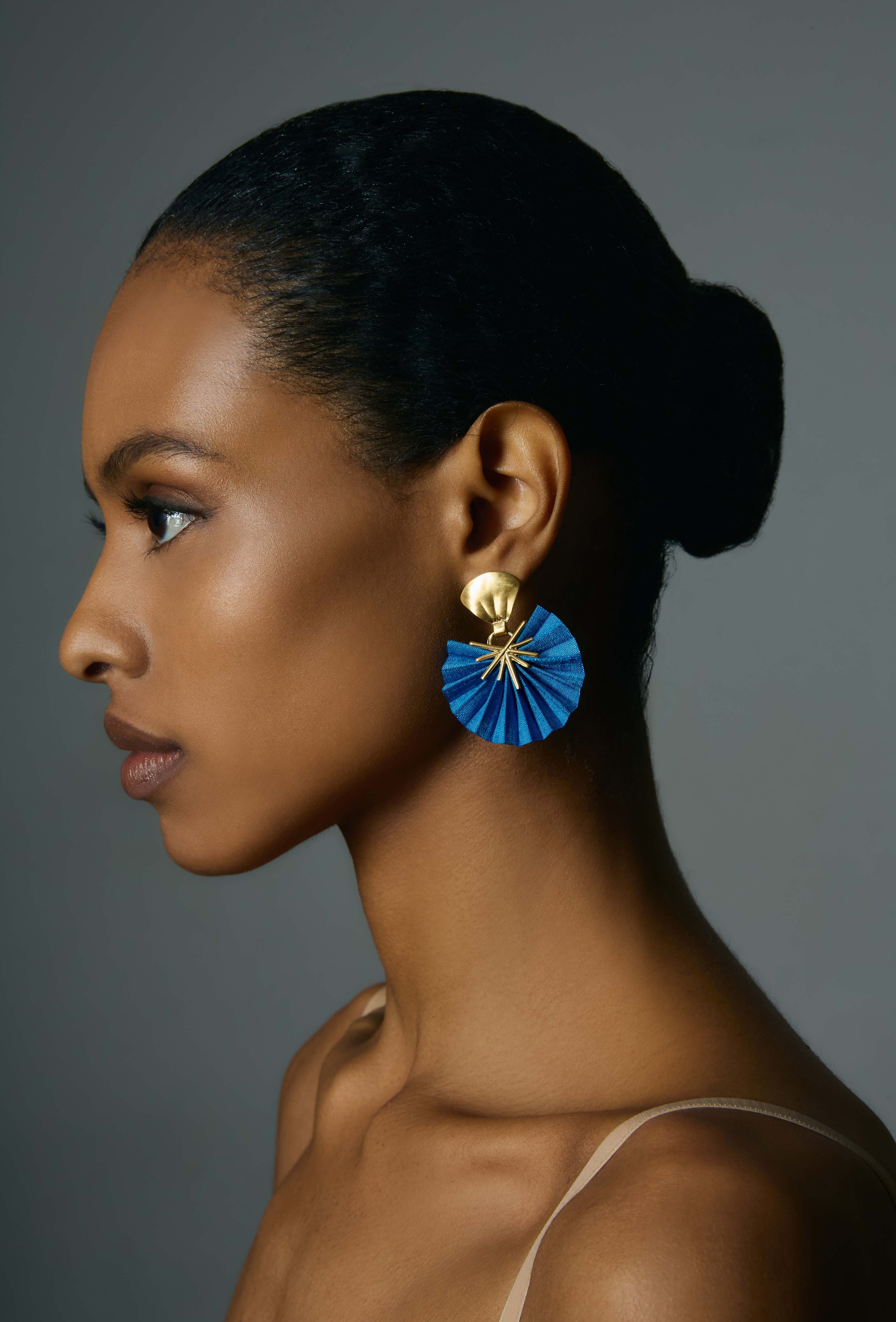 Mini Sparkle Fan Earrings | Sky Blue