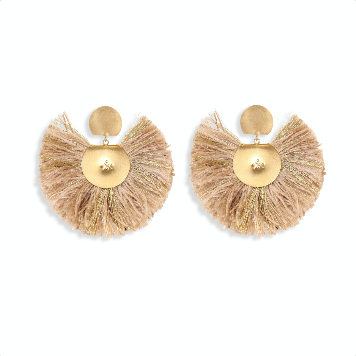 Golden Silk Fan Earrings