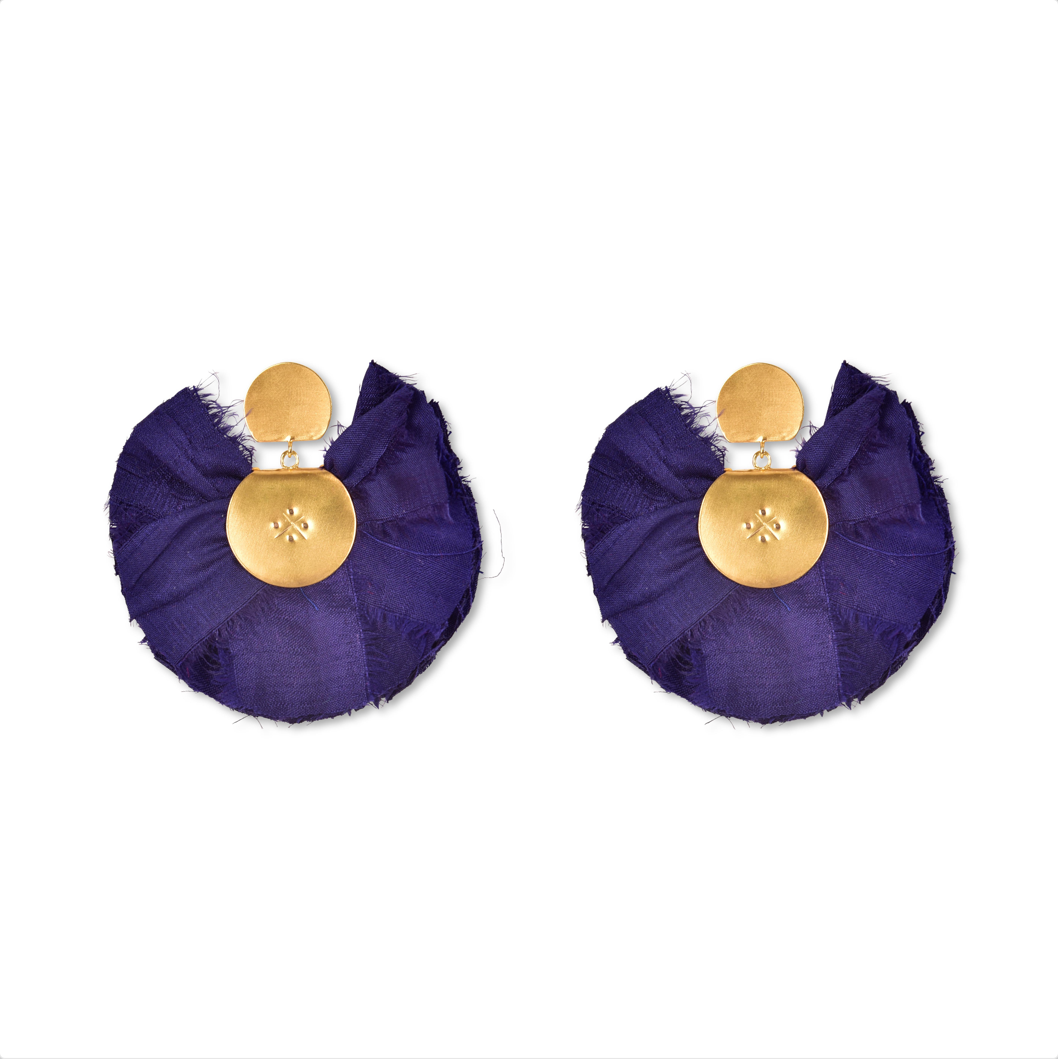 Silk Fan Earrings | Midnight Blue