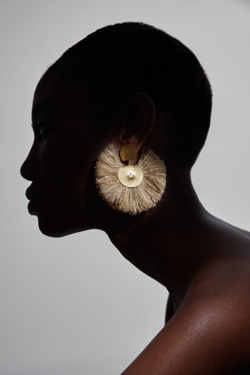 Golden Silk Fan Earrings