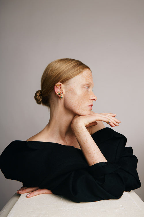 Double Shine Ear Cuff | Blue & Red